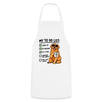 Golden Retriever To Do List – Lustiger Hund Kaffee - Kochschürze - Weiß - Vorne - AI Model Male 185 dark (185cm)