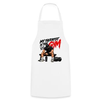 Sportler der Fitnessstudiotherapie - Kochschürze - Weiß - Vorne - AI Model Male 185 dark (185cm)