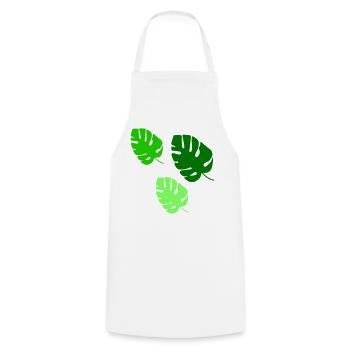 Monstera Blätter Trio Design - Kochschürze - Weiß - Vorne - AI Model Male 185 dark (185cm)