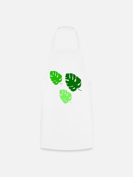 Monstera Blätter Trio Design - Kochschürze - Weiß