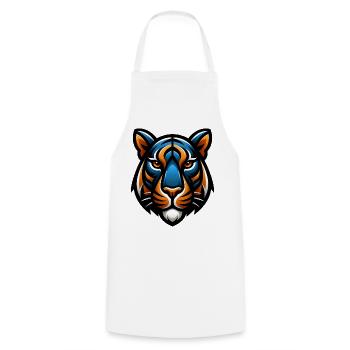 Tiger Kopf Vektor Blau Orange - Kochschürze - Weiß - Vorne - AI Model Male 185 dark (185cm)