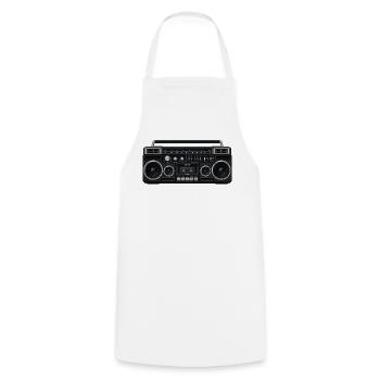 80s Boombox - Kochschürze - Weiß - Vorne - AI Model Male 185 dark (185cm)