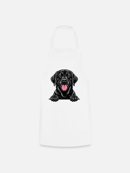 Schwarzer Labrador - Kochschürze - Weiß