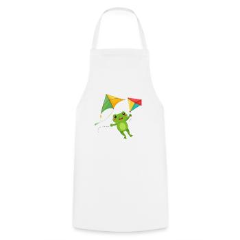 Grüner Comic Frosch mit zwei Flugdrachen Shirt - Kochschürze - Weiß - Vorne - AI Model Male 185 dark (185cm)