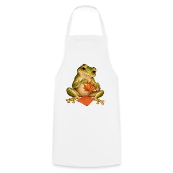 Frosch faltet ein Origami-Herbstblatt - Kochschürze - Weiß - Vorne - AI Model Male 185 dark (185cm)