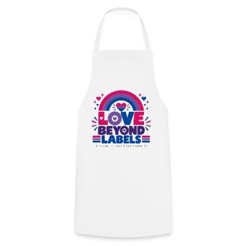Love Beyond Labels | Bi Visibility Day - Kochschürze - Weiß - Vorne - AI Model Male 185 dark (185cm)
