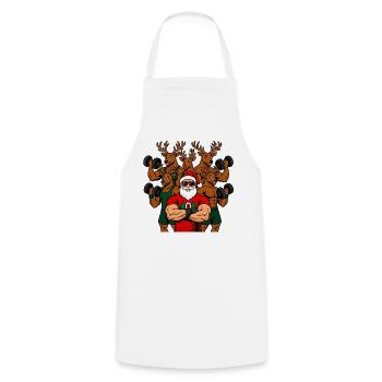 Weihnachts-Fitness Outfit / funny Nikolaus Rentier - Kochschürze - Weiß - Vorne - AI Model Male 185 dark (185cm)