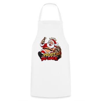 Prost Du Sack- Weihnachtsmann-Nikolaus Bier Design - Kochschürze - Weiß - Vorne - AI Model Male 185 dark (185cm)