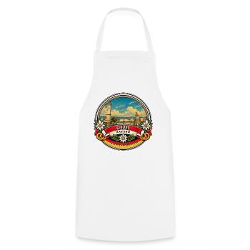 Lindau Bayern Vintage Reisedesign - Kochschürze - Weiß - Vorne - AI Model Male 185 dark (185cm)