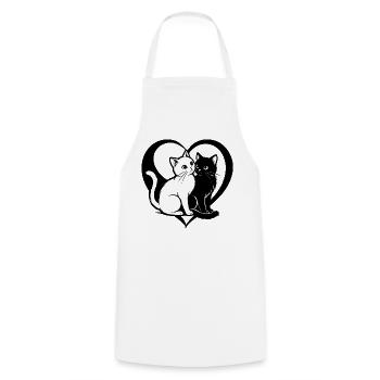 ❤ 🐱 Gatti Innamorati – Amore felino con cuore 2 - Kochschürze - Weiß - Vorne - AI Model Male 185 dark (185cm)