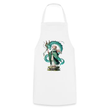 Ryuu Sage – Drachen Magierin Anime Manga - Kochschürze - Weiß - Vorne - AI Model Male 185 dark (185cm)