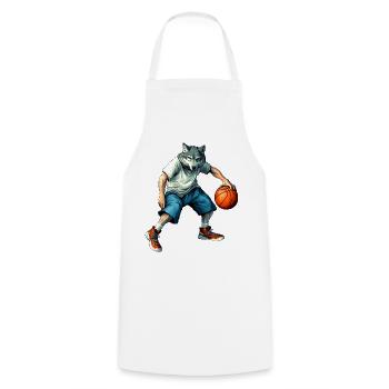 Wölfe Basketballer / Basketball Wolf - Kochschürze - Weiß - Vorne - AI Model Male 185 dark (185cm)