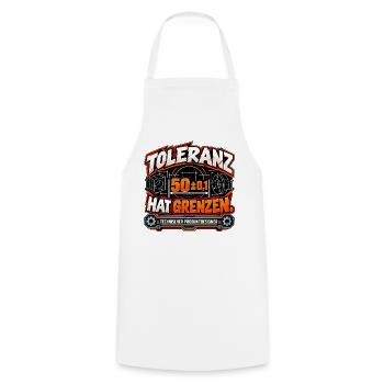 Produktdesigner – Toleranz hat Grenzen - Kochschürze - Weiß - Vorne - AI Model Male 185 dark (185cm)