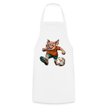 Schweine Fussball - Kochschürze - Weiß - Vorne - AI Model Male 185 dark (185cm)