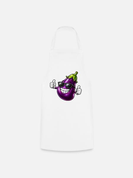 Coole Aubergine Cartoon Vegetarisch Sommer - Kochschürze - Weiß