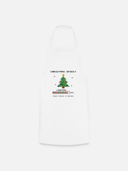 Pixel 8-Bit-Weihnachtsbaum - Kochschürze - Weiß