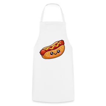 Kawaii Hotdog mit Kulleraugen - Kochschürze - Weiß - Vorne - AI Model Male 185 dark (185cm)