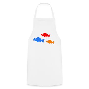 Bunte Fischsilhouetten Trio - Kochschürze - Weiß - Vorne - AI Model Male 185 dark (185cm)