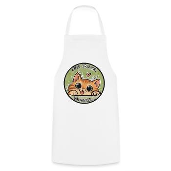 Eine orangefarbene Gehirnzellkatze - Kochschürze - Weiß - Vorne - AI Model Male 185 dark (185cm)