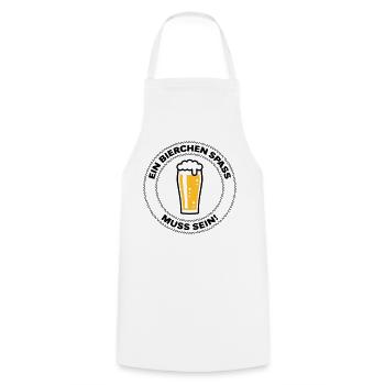 Ein Bierchen Spaß Muss Sein! (Bier Bierglas POS2C) - Kochschürze - Weiß - Vorne - AI Model Male 185 dark (185cm)