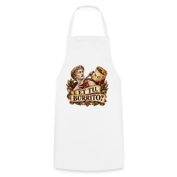 Und Ihr Burrito? Römisches Taco-Duell - Kochschürze - Weiß - Vorne - AI Model Male 185 dark (185cm)