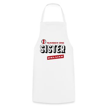 Sister Number One Deluxe Bester Familie Sister - Kochschürze - Weiß - Vorne - AI Model Male 185 dark (185cm)