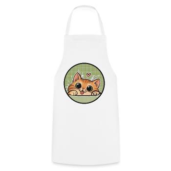 Orange Cat cute - Katze mit Kulleraugen - Kochschürze - Weiß - Vorne - AI Model Male 185 dark (185cm)