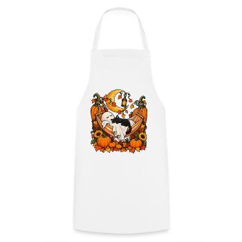 Mondnacht Kürbisnest Katzenschläfer - Kochschürze - Weiß - Vorne - AI Model Male 185 dark (185cm)
