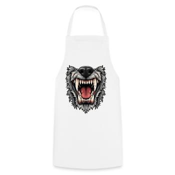 Wolfsmaul Gebrüll Motiv - Kochschürze - Weiß - Vorne - AI Model Male 185 dark (185cm)
