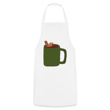 Glühweinbecher Illustration - Kochschürze - Weiß - Vorne - AI Model Male 185 dark (185cm)