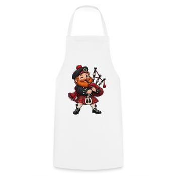 Schotte mit Dudelsack Kawaii Style – Kilt - Kochschürze - Weiß - Vorne - AI Model Male 185 dark (185cm)