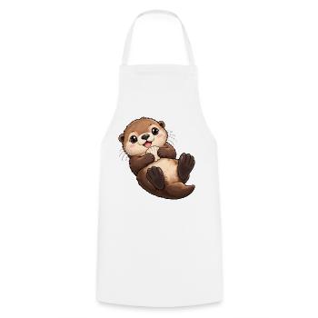 Seeotter Kawaii Style – Süßer Otter - Kochschürze - Weiß - Vorne - AI Model Male 185 dark (185cm)