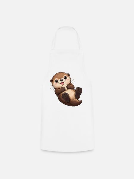 Seeotter Kawaii Style – Süßer Otter - Kochschürze - Weiß