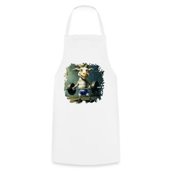 Ziegen Fitness / Trainer Goat - Kochschürze - Weiß - Vorne - AI Model Male 185 dark (185cm)