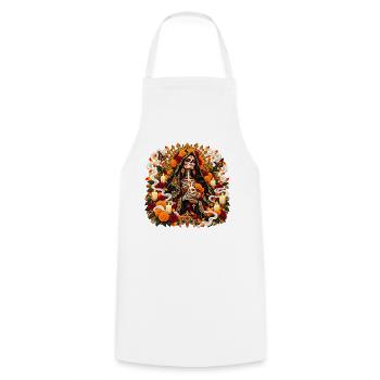 Santa Muerte im Blütenlicht - Kochschürze - Weiß - Vorne - AI Model Male 185 dark (185cm)