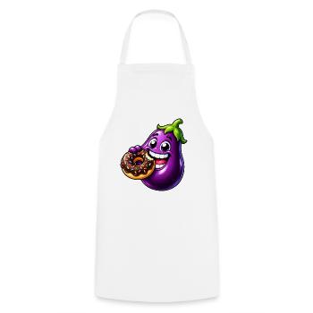Aubergine Süß Cartoon Keks Nachtisch - Kochschürze - Weiß - Vorne - AI Model Male 185 dark (185cm)