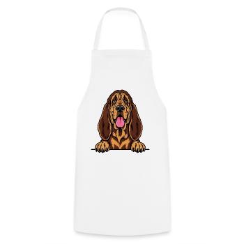 Bloodhound - Kochschürze - Weiß - Vorne - AI Model Male 185 dark (185cm)