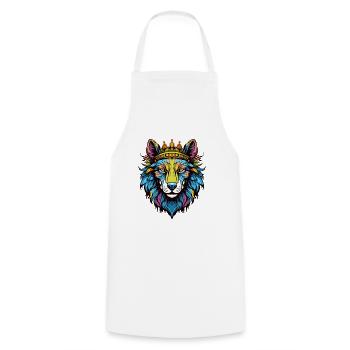 Wolf mit Krone - Kochschürze - Weiß - Vorne - AI Model Male 185 dark (185cm)