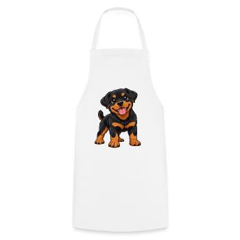 Rottweiler Kawaii Style – Süßer Hund - Kochschürze - Weiß - Vorne - AI Model Male 185 dark (185cm)