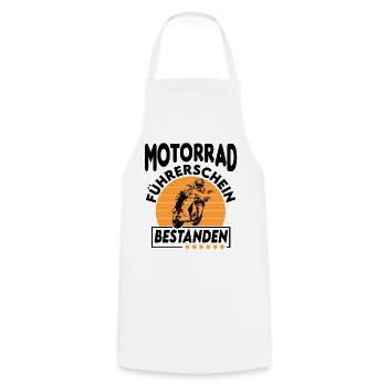 Motorrad Führerschein bestanden Sprüche fahren - Kochschürze - Weiß - Vorne - AI Model Male 185 dark (185cm)