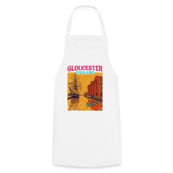 Gloucester England Retro City Travel Poster - Kochschürze - Weiß - Vorne - AI Model Male 185 dark (185cm)