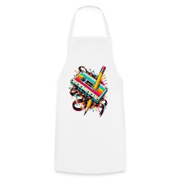 Retro Kassetten-Kunststift-Splash - Kochschürze - Weiß - Vorne - AI Model Male 185 dark (185cm)