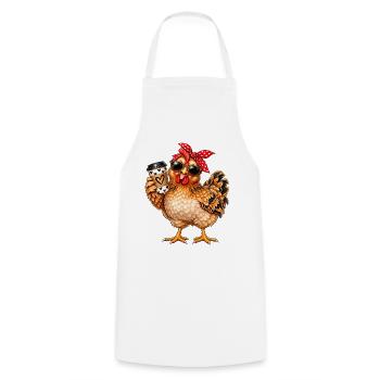 Coffee Chick mit Bandana und Sonnenbrillen - Kochschürze - Weiß - Vorne - AI Model Male 185 dark (185cm)