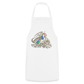 Einhorn Drache Drachenskelett Fabelwesen Fantasy - Kochschürze - Weiß - Vorne - AI Model Male 185 dark (185cm)
