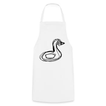 Schwan handgezeichnet - Kochschürze - Weiß - Vorne - AI Model Male 185 dark (185cm)