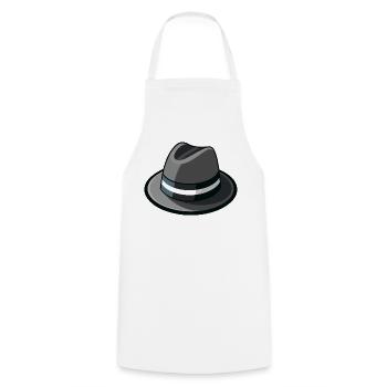 Gangster-Hut-Fedora - Kochschürze - Weiß - Vorne - AI Model Male 185 dark (185cm)