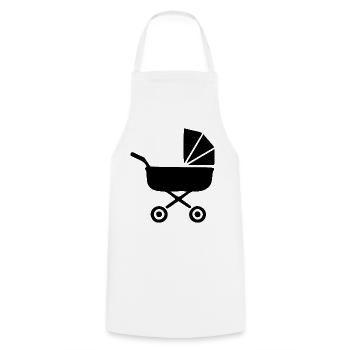 Schwarzer Kinderwagen Baby Geburt Geschenk  - Kochschürze - Weiß - Vorne - AI Model Male 185 dark (185cm)