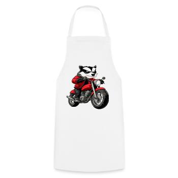 Dachse Motorradfahrer / Motorrad Marder - Kochschürze - Weiß - Vorne - AI Model Male 185 dark (185cm)