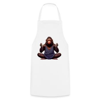 Affen Yoga / Yogi Affe - Kochschürze - Weiß - Vorne - AI Model Male 185 dark (185cm)