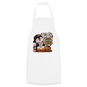 Design Süßer Pinguin Coffee Lover Kaffee macht all - Kochschürze - Weiß - Vorne - AI Model Male 185 dark (185cm)